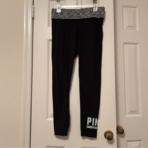 Victoria's Secret PINK Fold Over Yoga Leggings Grey and Black Heather Size Small
